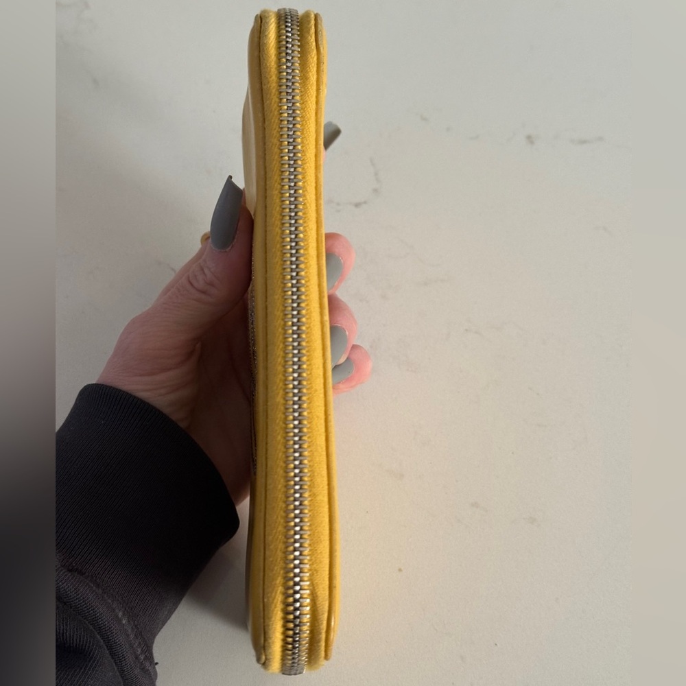 CHANEL Leather Round Zip Long Wallet Yellow - Picture 7 of 16